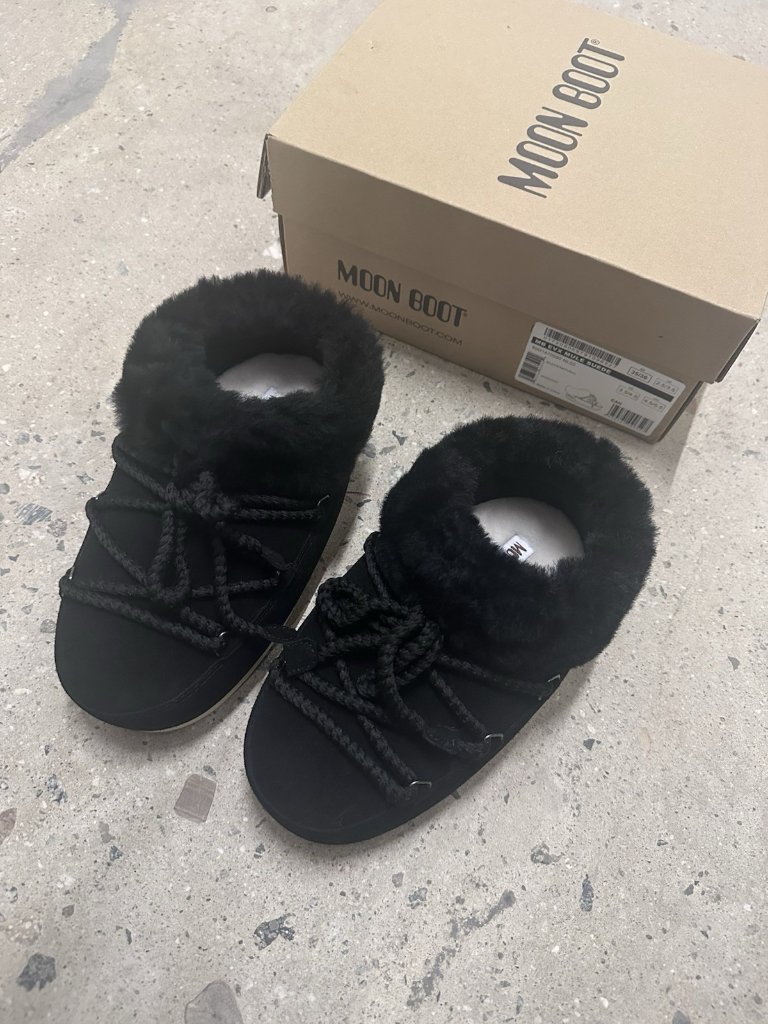 Moon Boot Evx Mule Suede Boots Black & Natural — image 2 of 5